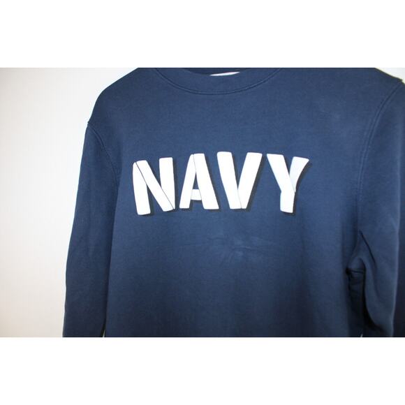 NAVY H&M LOGG Crewneck Sweatshirt Womens XS Graphic Blue - Picture 2 of 6